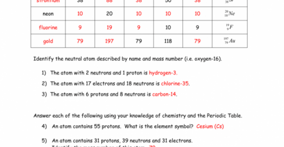 Isotopes Worksheet Answer Key Free Worksheets Samples