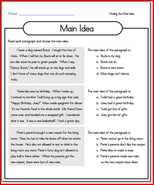 Main Idea Worksheets 2nd Grade For You â Free Printables