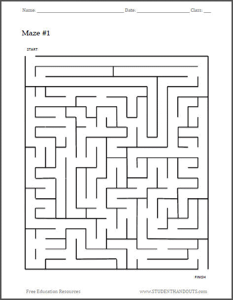 Free Printable Maze Worksheet  1