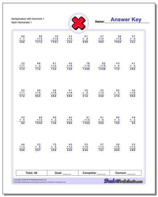 844 Free Multiplication Worksheets For Third, Fourth And Fifth Grade