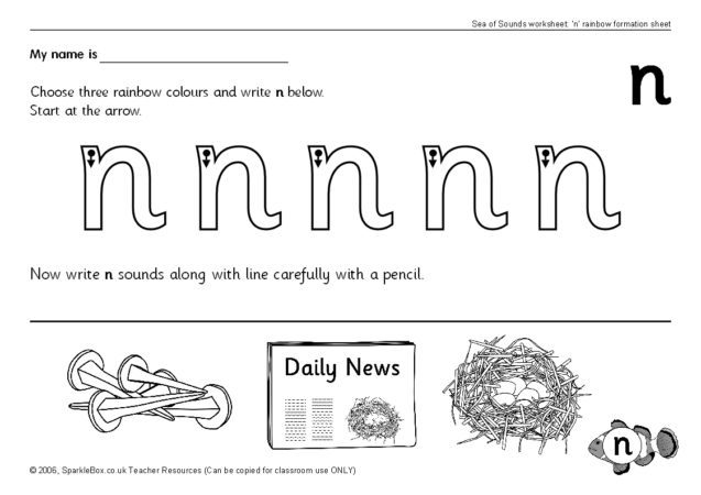 Letter 'n' Worksheets (sb93)