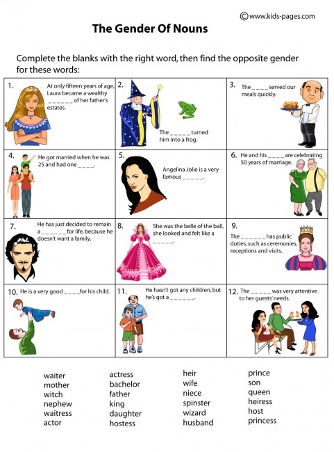 Nouns Gender Worksheet