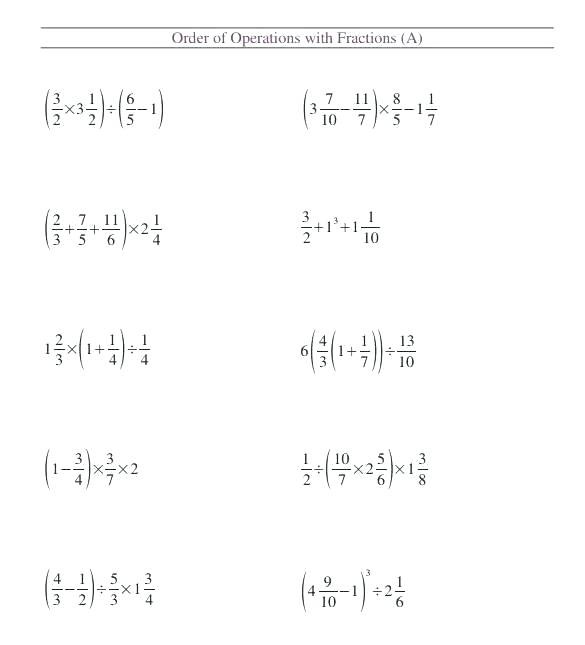 Order Of Operations Easy Worksheets â Stephanie