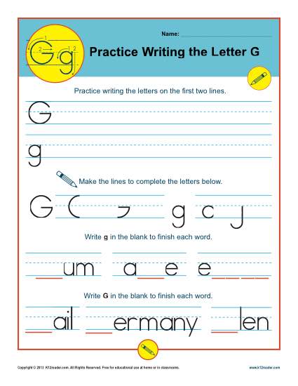 Letter G Worksheets