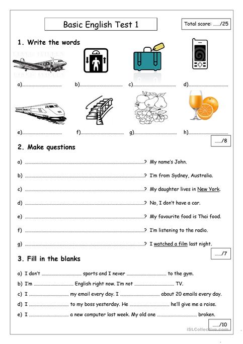 Amazing Beginner English Test Worksheet Free Esl Printable