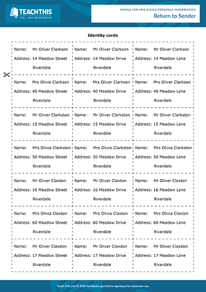 Giving Personal Information Esl Activities Worksheets Games