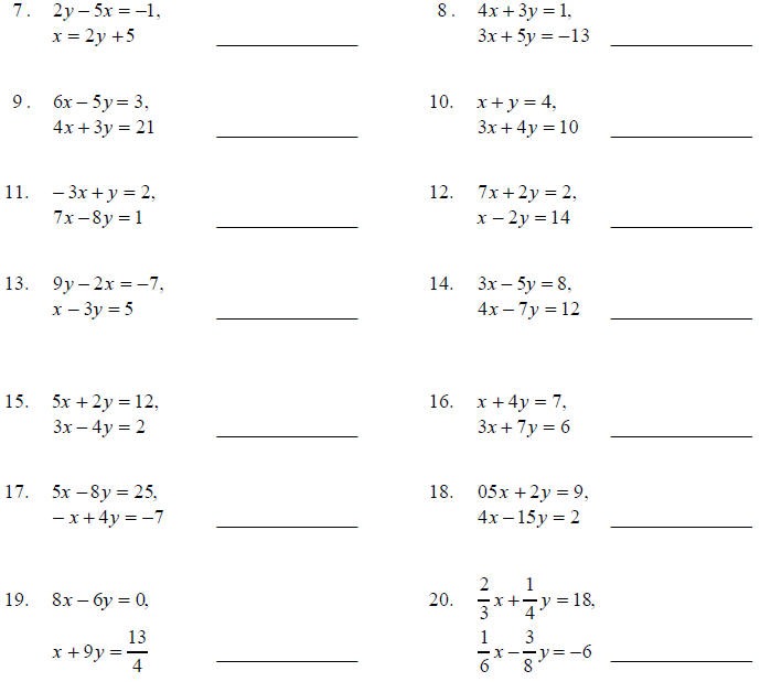 Substitution And Elimination Worksheet Substitution And