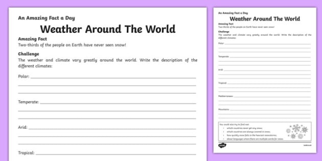 Weather Around The World Worksheet   Worksheet, Worksheet