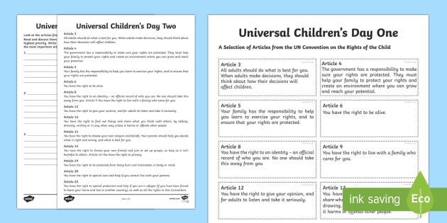 Ks2 Universal Children's Day Worksheet   Worksheets