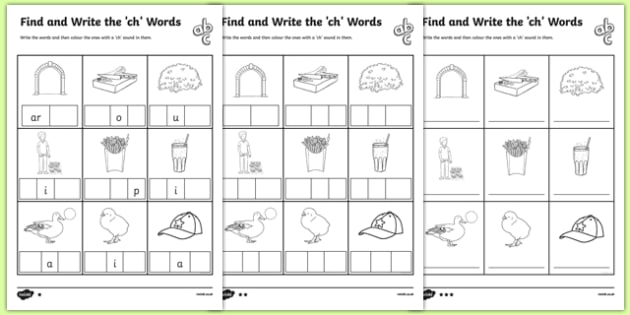 Find And Write The Ch Words Differentiated Worksheet   Worksheet Pack
