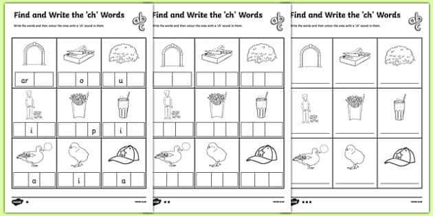 Find And Write The Ch Words Differentiated Worksheet   Worksheet Pack