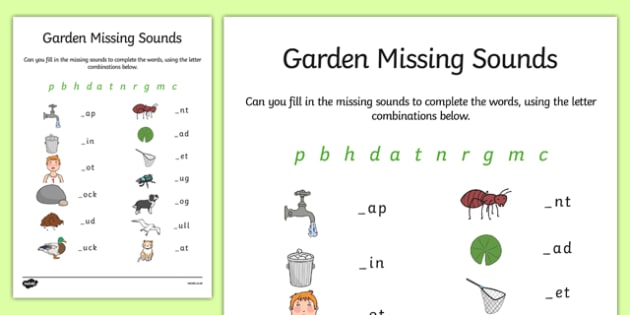 Garden Missing Initial Sounds Worksheet   Worksheet
