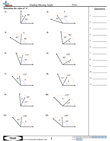 Angles Worksheets