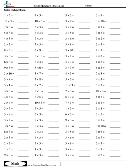 Multiplication Worksheets