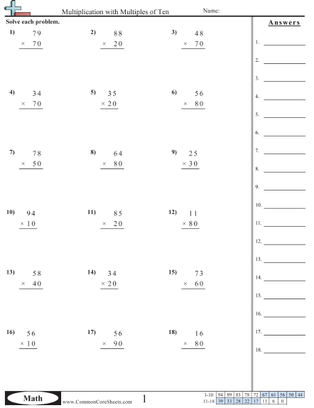 Multiplication Worksheets