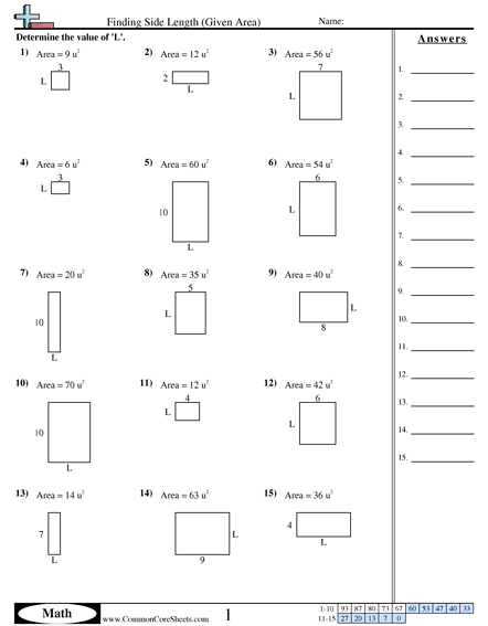 Area & Perimeter Worksheets