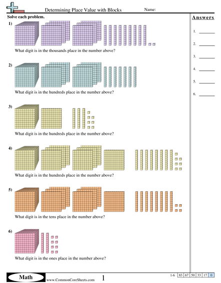 Value & Place Value Worksheets