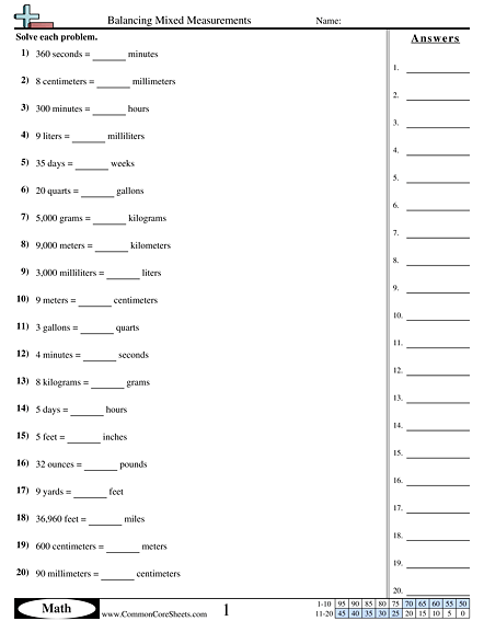 Measurement Worksheets