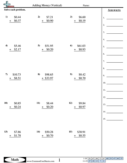 Money Worksheets