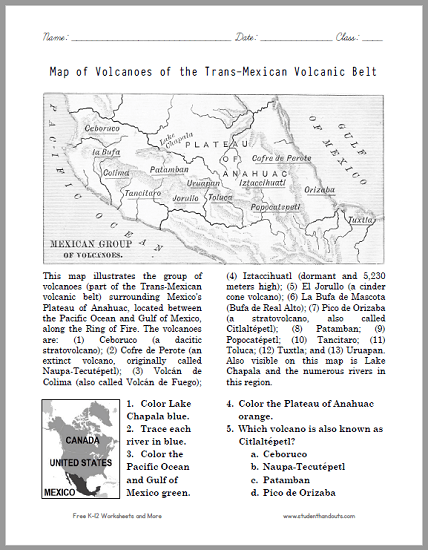 Map Of Volcanoes Of The Trans