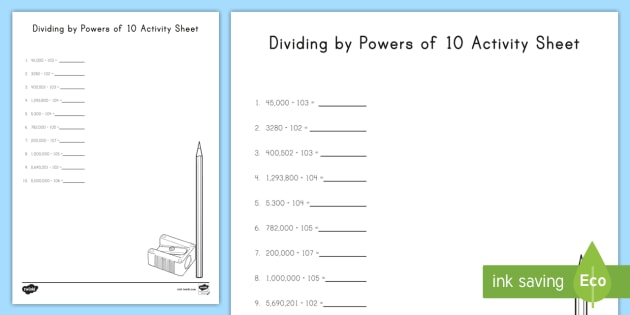 Dividing By Powers Of 10 Worksheet   Worksheet