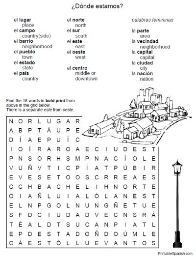 New Printable Spanish Freebie Of The Day  Â¿dÃ³nde Estamos  Word
