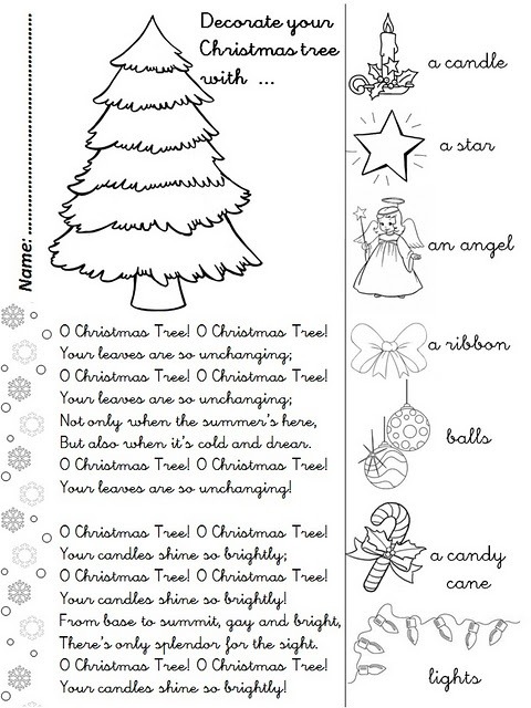 O Christmas Tree (song + Activity Sheet) | Free Worksheets Samples
