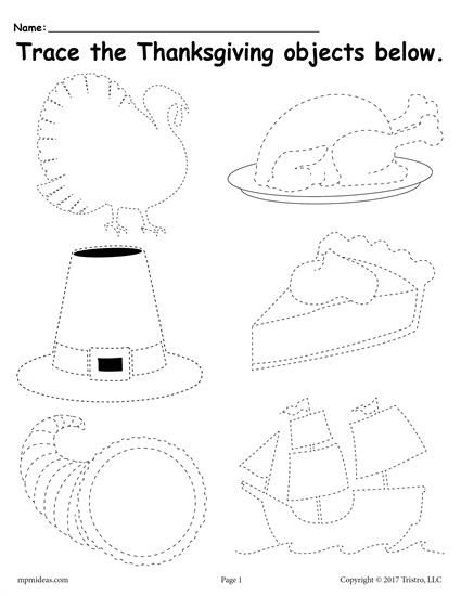 Free Printable Thanksgiving Tracing Worksheet