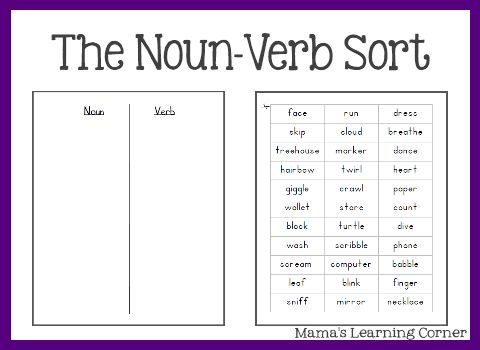 Parts Of Speech  The Noun Verb Sort