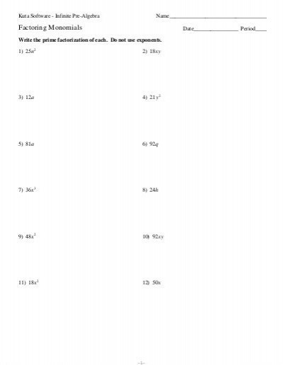 Factoring Monomials