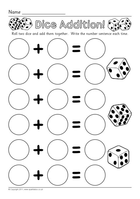 Dice Addition Worksheets (sb6050)