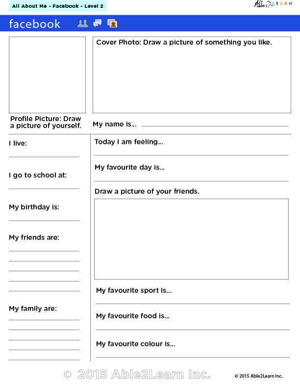Facebook Profile Writing Exercise (with Flash Cards)