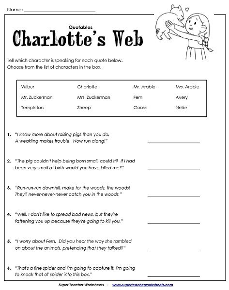 Charlotte's Web Worksheet