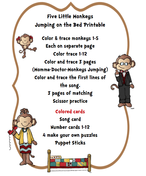 Preschool Printables   Five Little Monkeys Jumping On The Bed