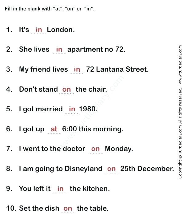 Preposition Worksheets 3rd Grade