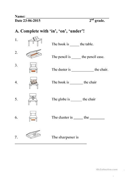 Image Result For In On Under Worksheet