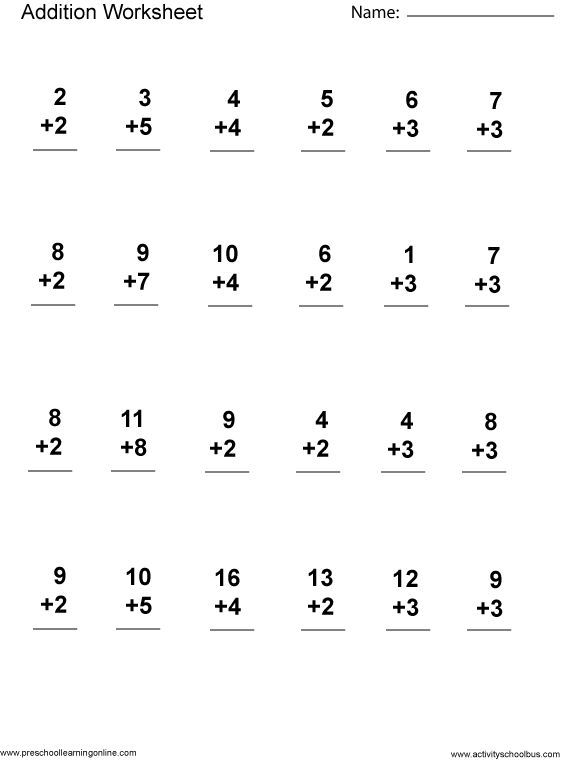 Addition 1st Grade Printable