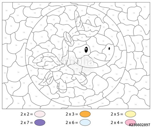 Cartoon Unicorn Math Activity Worksheet Multiplication Table | Free