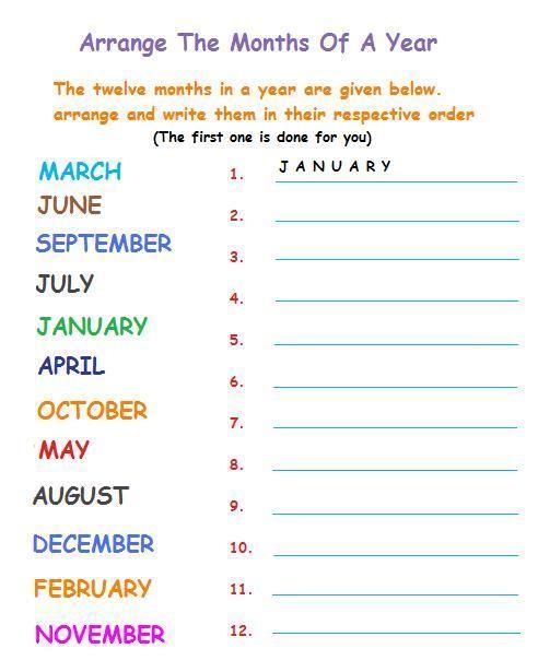 Month Of The Year Worksheet Pdfv