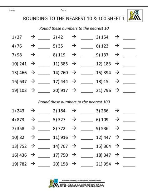 Third Grade Math Rounding Nearest 10 100 1