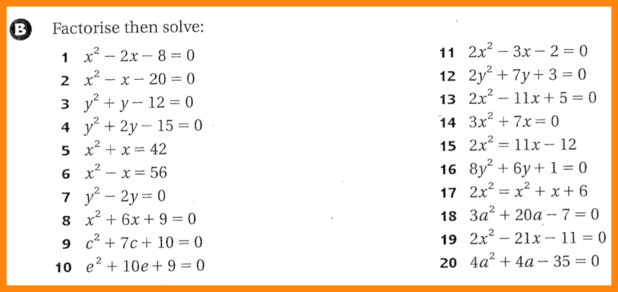 Solving Quadratic Equations By Factoring Worksheet  Equations