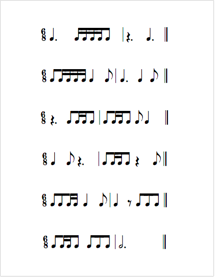 Image Result For Rhythm Sheet In 6 8 Simple Rhythms For Practice