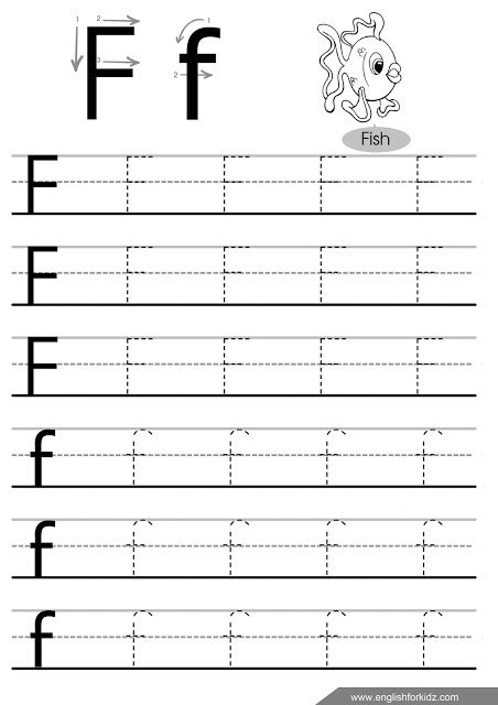 Letter F Tracing Worksheet, English Alphabet