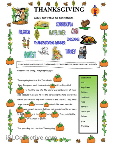 Thanksgiving Worksheet