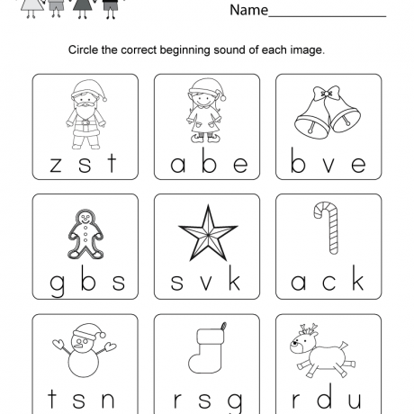Free Printable Christmas Phonics Worksheet For Kindergarten Phonic