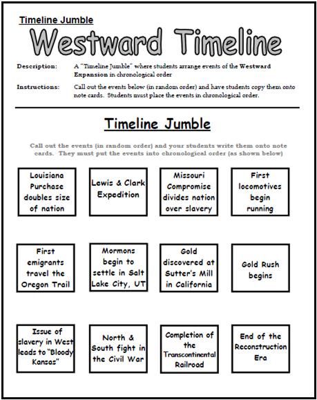 Western A Expansion Timeline Jumble Worksheet  This Would Be A