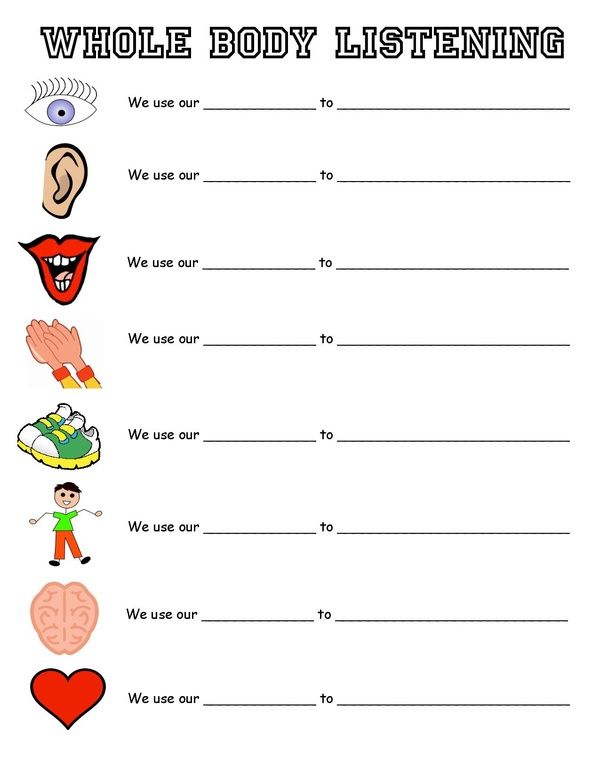 Whole Body Listening Worksheet