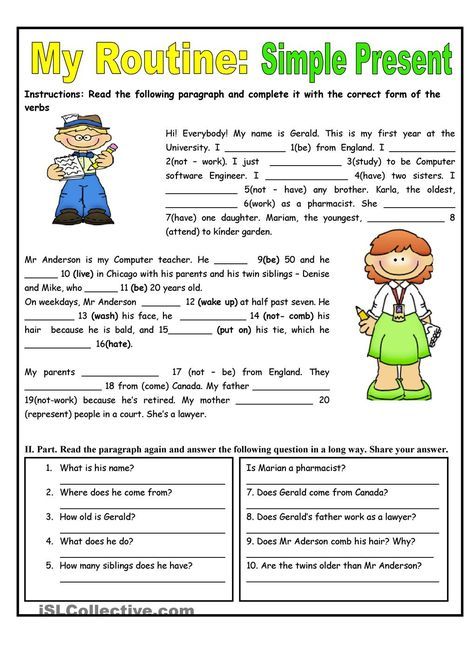 My Routine  Simple Present Tense