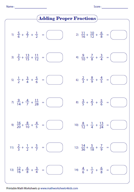 Three Fractions  Unlike Denominators