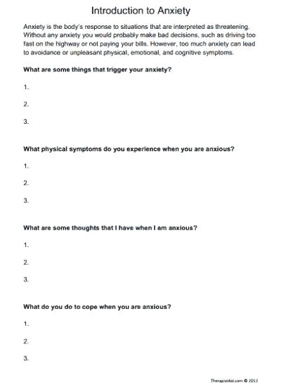 Anxiety Worksheets For Children Worksheets Therapy Worksheets